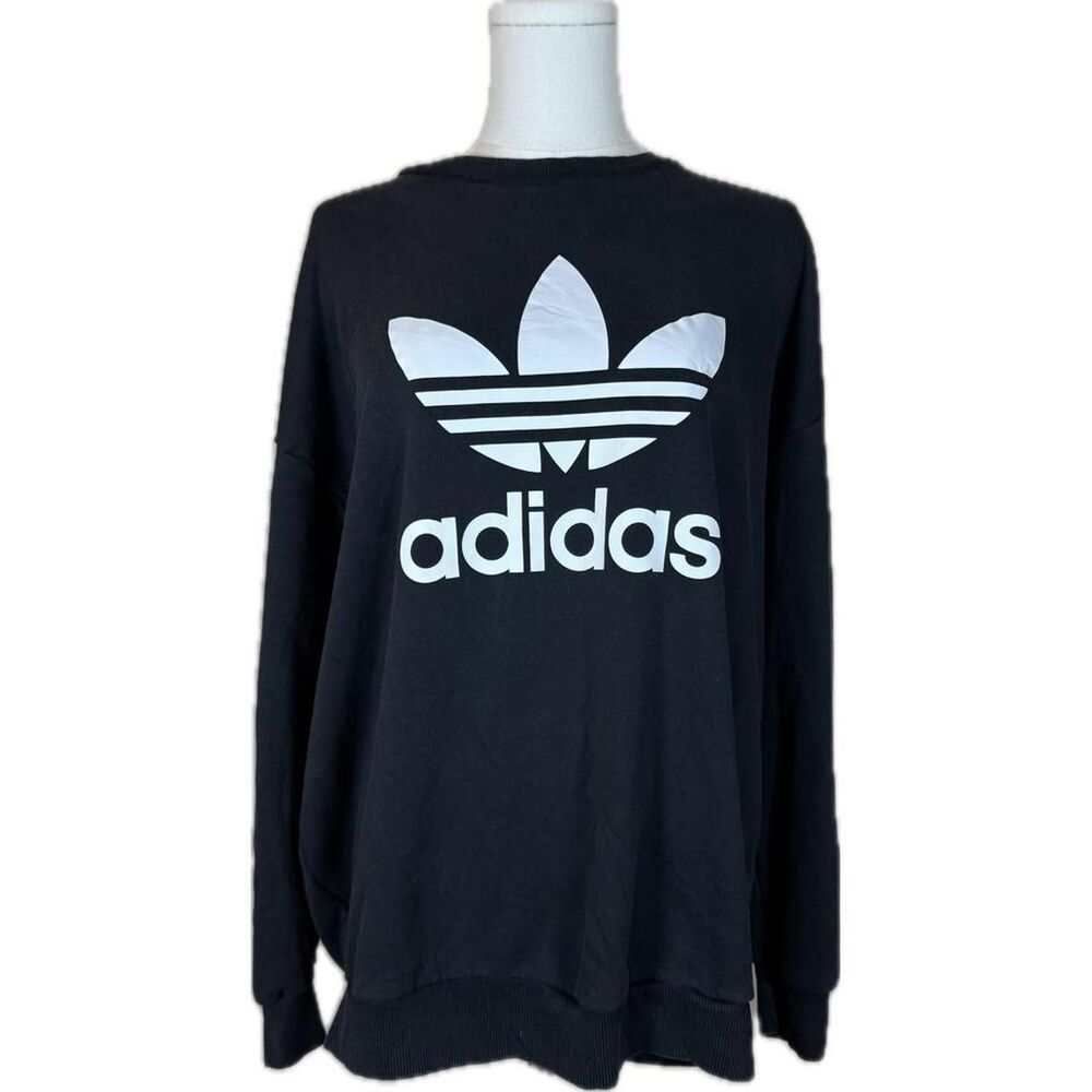 Adidas Originals Black Crewneck Sweatshirt with Vintage Trefoil White Logo